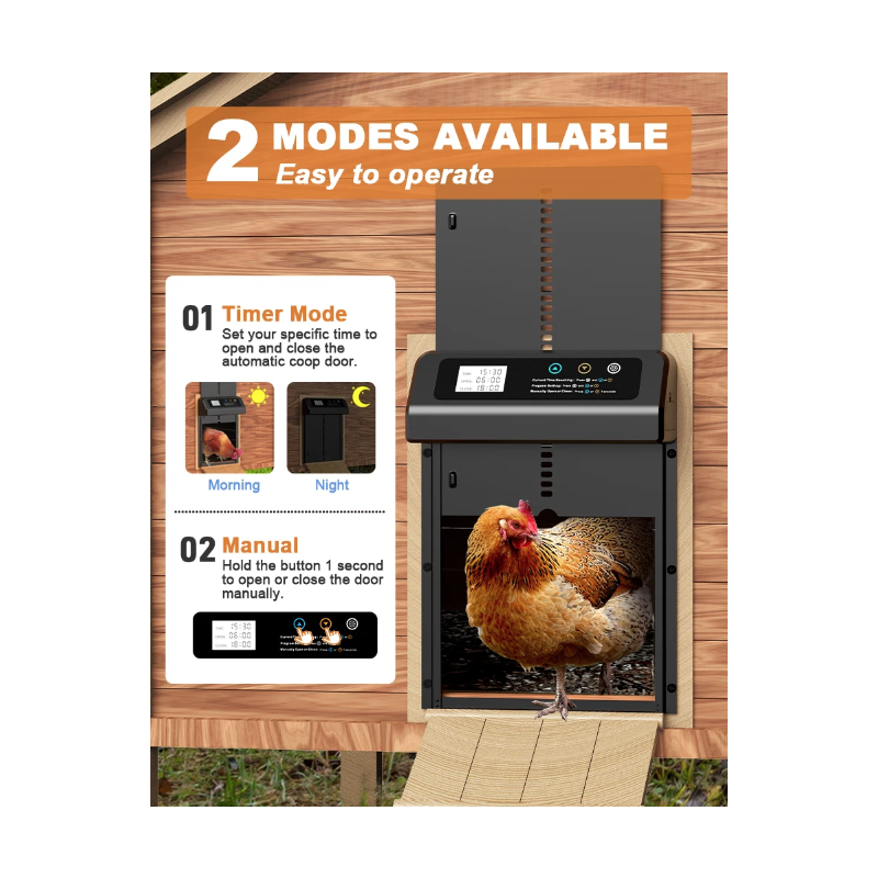 Automatyczny mechanizm otwierania drzwi kurnika z zegarem i aluminiowe akcesoria kurnikowe trwała konstrukcja
