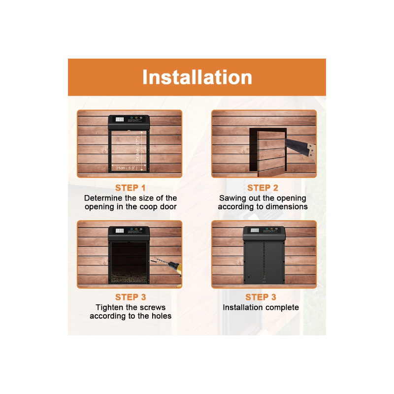 Automatyczny mechanizm otwierania drzwi kurnika z zegarem i aluminiowe akcesoria kurnikowe trwała konstrukcja