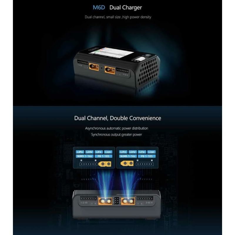 ToolkitRC M6D 500W 15A DC MINI ładowarka RC szybkie ładowanie LiPo LiHV LiFe NiMh kompaktowy design transport