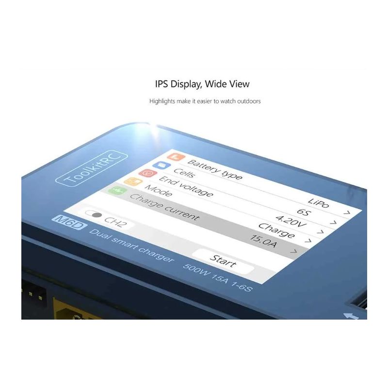 ToolkitRC M6D 500W 15A DC MINI ładowarka RC szybkie ładowanie LiPo LiHV LiFe NiMh kompaktowy design transport