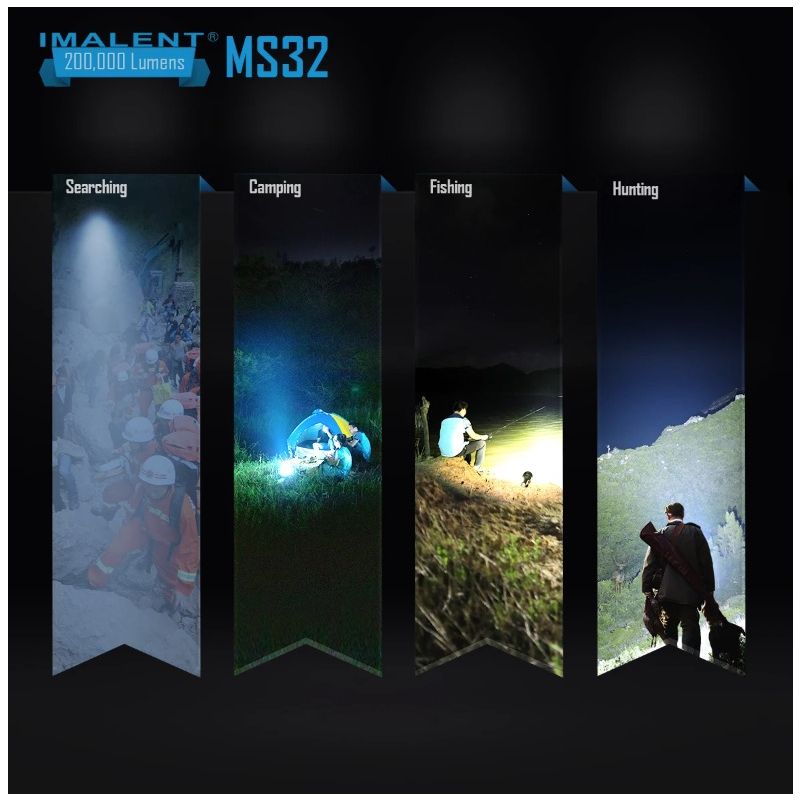 Latarka LED IMALENT MS32 200000 lumenów jasna latarka zasięg wiązki 1618m oświetlenie zewnętrzne solidna konstrukcja