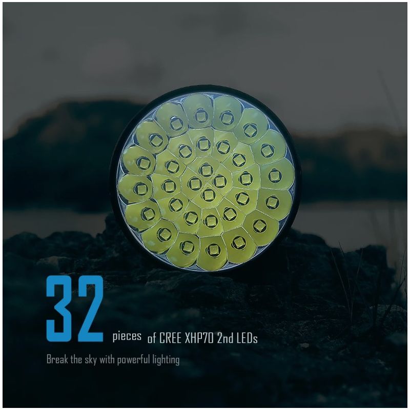 Latarka LED IMALENT MS32 200000 lumenów jasna latarka zasięg wiązki 1618m oświetlenie zewnętrzne solidna konstrukcja