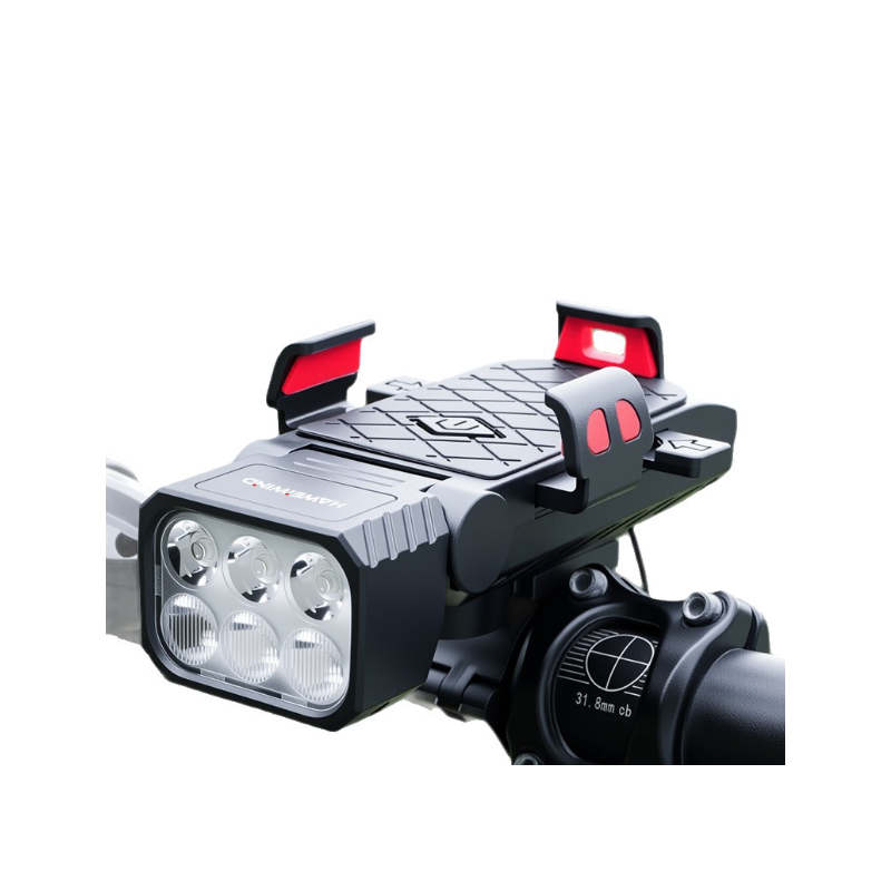 Światło rowerowe 3w1: Lampka z uchwytem na telefon i klaksonem. Akcesoria rowerowe dla Twojego bezpieczeństwa