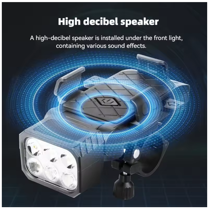 Światło rowerowe 3w1: Lampka z uchwytem na telefon i klaksonem. Akcesoria rowerowe dla Twojego bezpieczeństwa