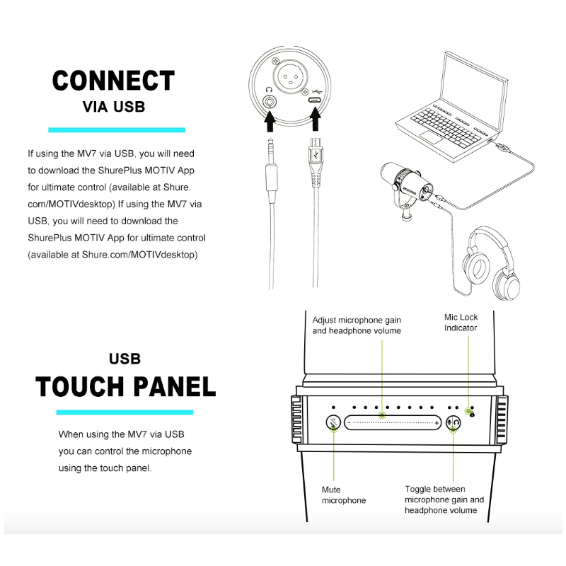 Mikrofon MV7 Profesjonalny Dynamiczny do Podcastów Smartfona Komputera Wysoka Jakość Dźwięku Nagrywanie