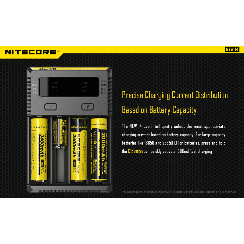 Nitecore New I4 ładowarka Li-ion inteligentna kompatybilność NiMH wydajne ładowanie długowieczność bezpieczeństwo