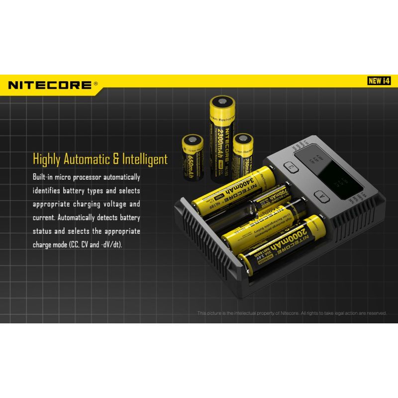 Nitecore New I4 ładowarka Li-ion inteligentna kompatybilność NiMH wydajne ładowanie długowieczność bezpieczeństwo