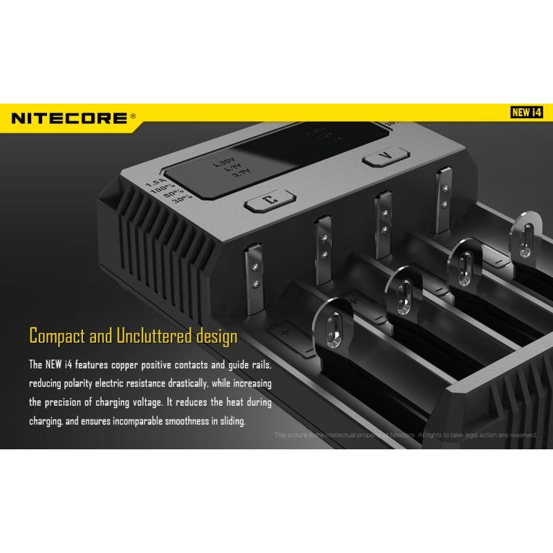 Nitecore New I4 ładowarka Li-ion inteligentna kompatybilność NiMH wydajne ładowanie długowieczność bezpieczeństwo