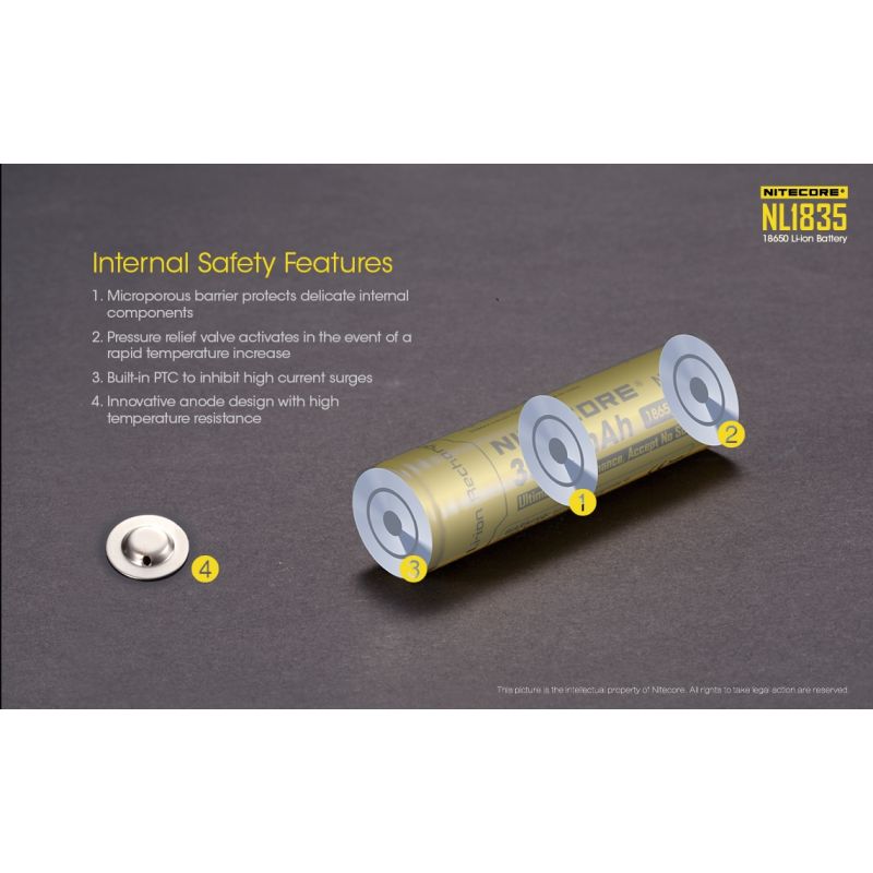 Nitecore 18650 NL1835 3500mAh 3.6V bateria wielokrotnego ładowania o wysokiej pojemności do urządzeń elektronicznych