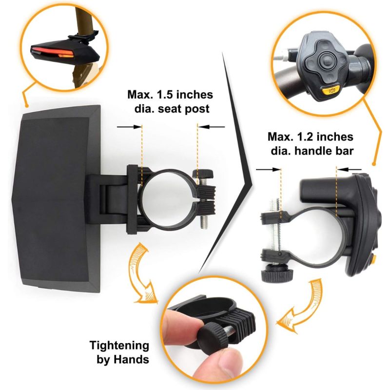 Ampulla C1 Tylna Lampka Rowerowa LED z Pilotem, Kierunkowskazy, Projektor Pasa - Bezpieczeństwo Jazdy Nocą