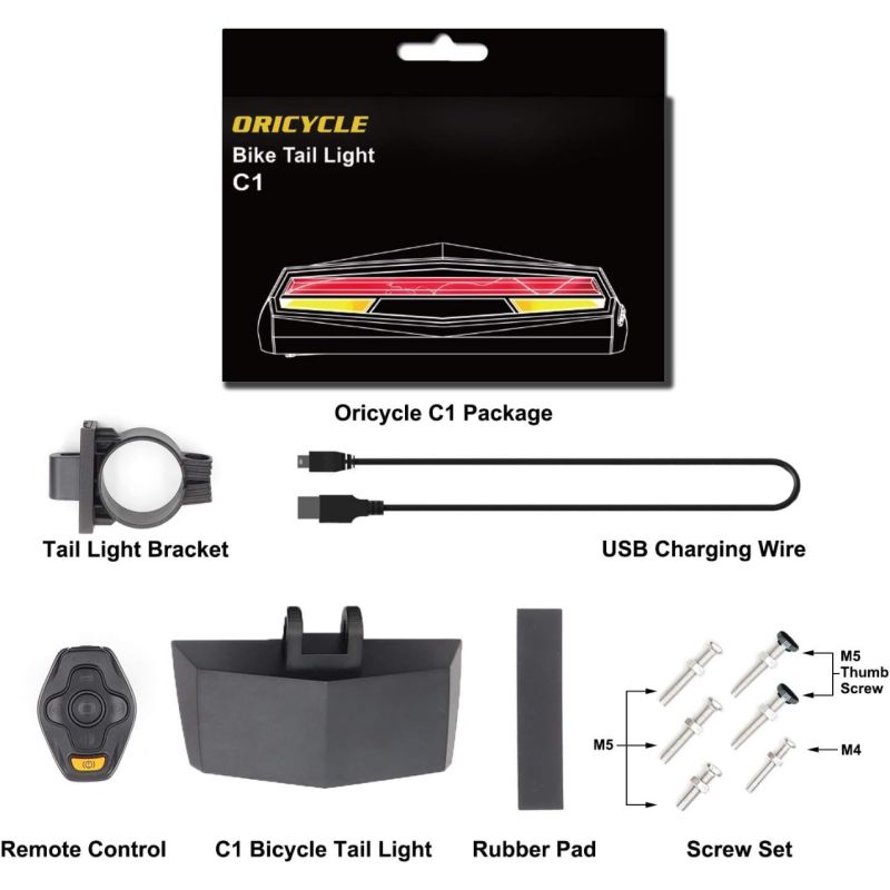 Ampulla C1 Tylna Lampka Rowerowa LED z Pilotem, Kierunkowskazy, Projektor Pasa - Bezpieczeństwo Jazdy Nocą