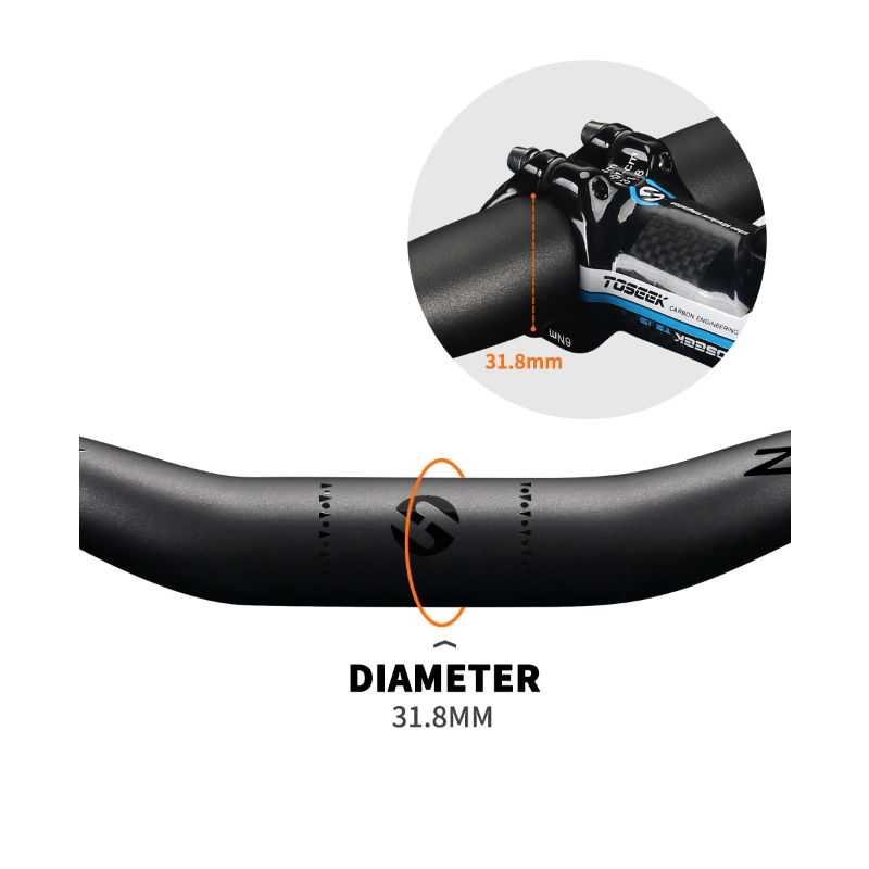 Kierownica rowerowa TOSEEK ZF-ONE MTB 31.8mm 760mm karbonowa lekka matowa czarna najwyższa jakość akcesoria