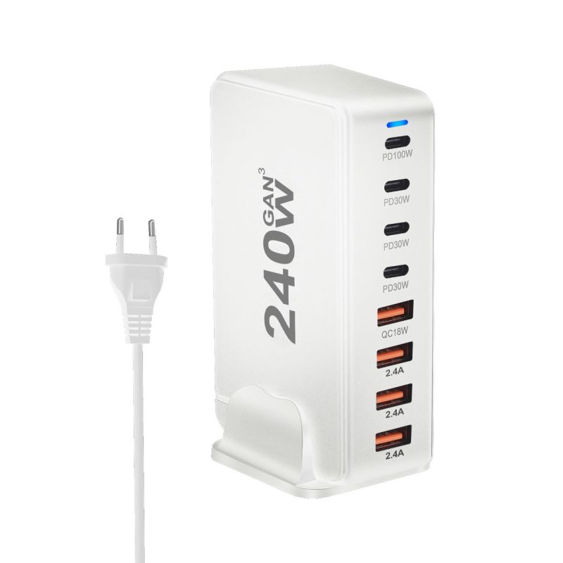 Ładowarka GaN 240W 8-portowa USB typu C PD z Szybkim Ładowaniem 30 Przenośna i Efektywna Ładowarka USB