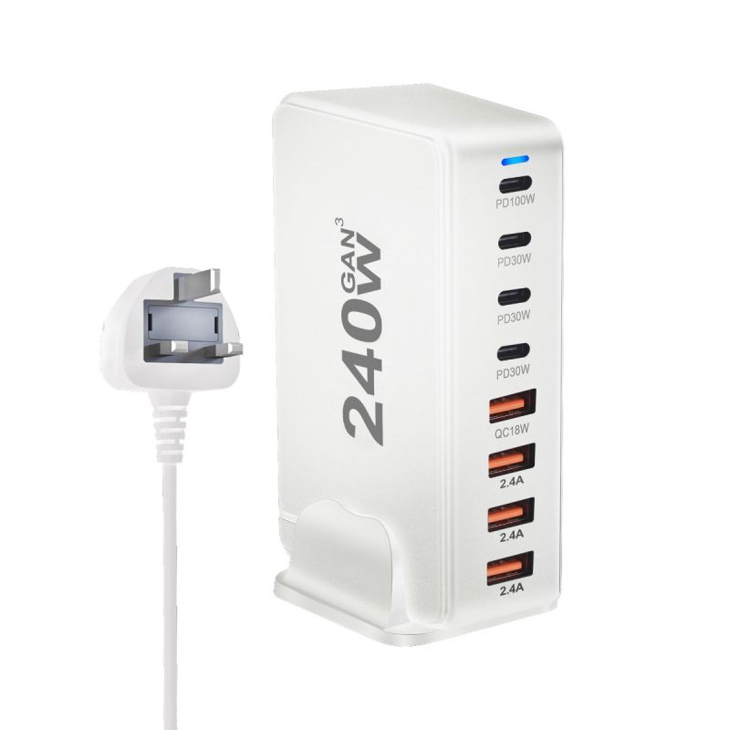 Ładowarka GaN 240W 8-portowa USB typu C PD z Szybkim Ładowaniem 30 Przenośna i Efektywna Ładowarka USB