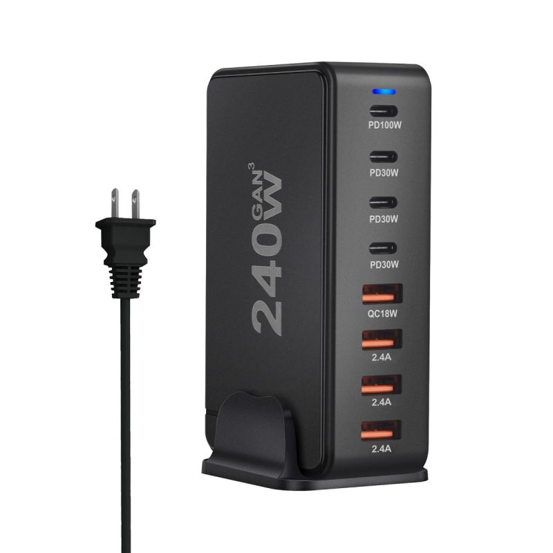 Ładowarka GaN 240W 8-portowa USB typu C PD z Szybkim Ładowaniem 30 Przenośna i Efektywna Ładowarka USB