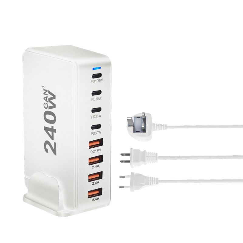Ładowarka GaN 240W 8-portowa USB typu C PD z Szybkim Ładowaniem 30 Przenośna i Efektywna Ładowarka USB