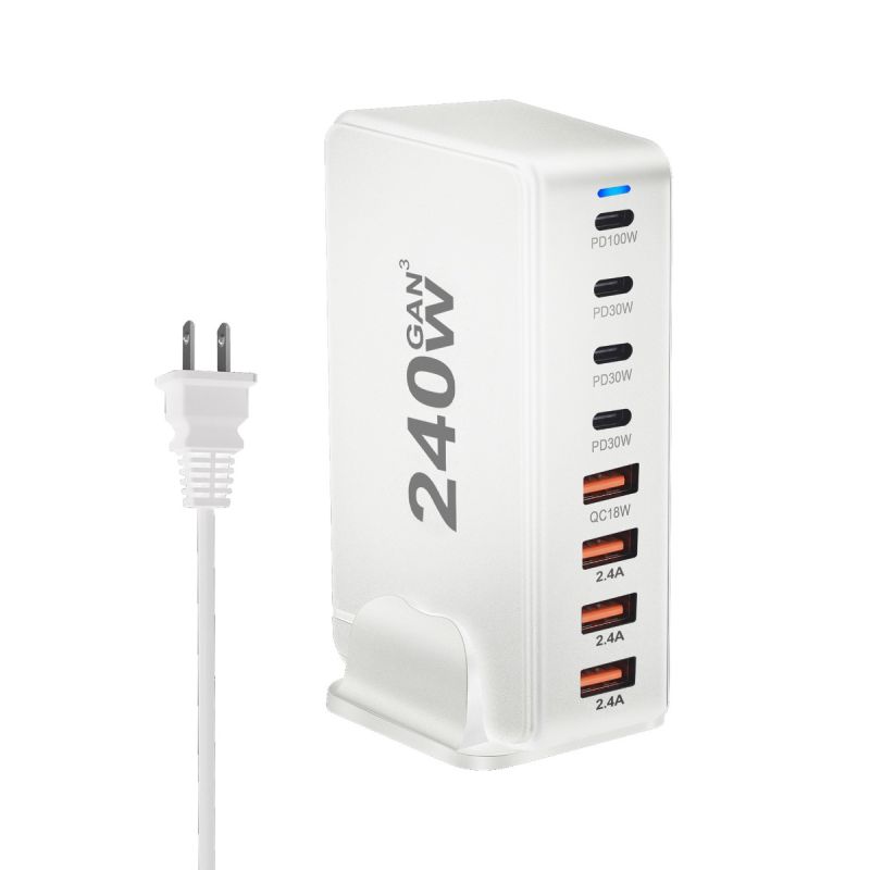 Ładowarka GaN 240W 8-portowa USB typu C PD z Szybkim Ładowaniem 30 Przenośna i Efektywna Ładowarka USB