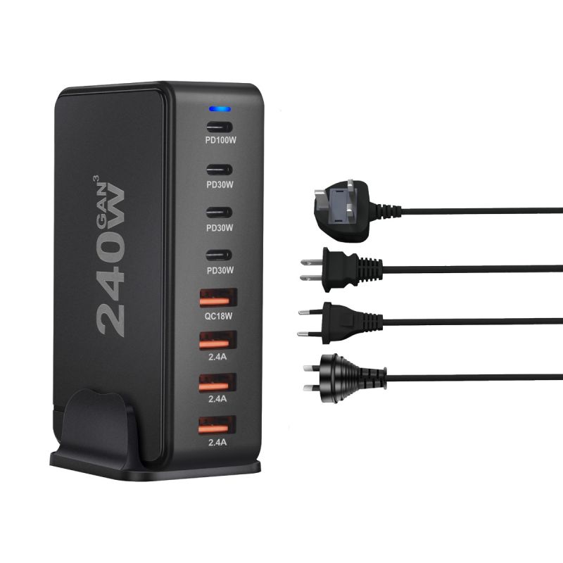 Ładowarka GaN 240W 8-portowa USB typu C PD z Szybkim Ładowaniem 30 Przenośna i Efektywna Ładowarka USB