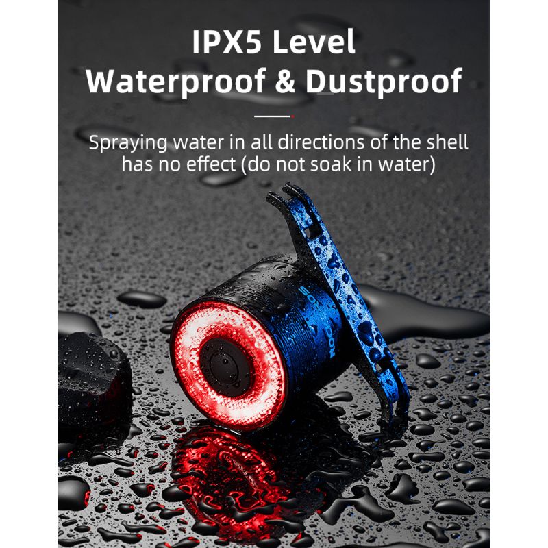 ROCKBROS Q3 tylne światło rowerowe z czujnikiem hamulca wodoodporność IPX6 idealne na MTB i nocną jazdę