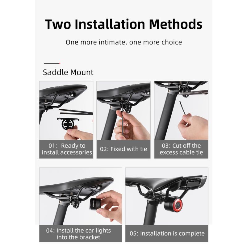 ROCKBROS Q3 tylne światło rowerowe z czujnikiem hamulca wodoodporność IPX6 idealne na MTB i nocną jazdę