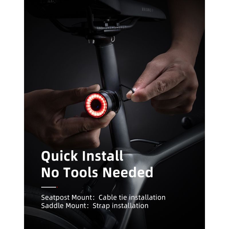 ROCKBROS Q3 tylne światło rowerowe z czujnikiem hamulca wodoodporność IPX6 idealne na MTB i nocną jazdę