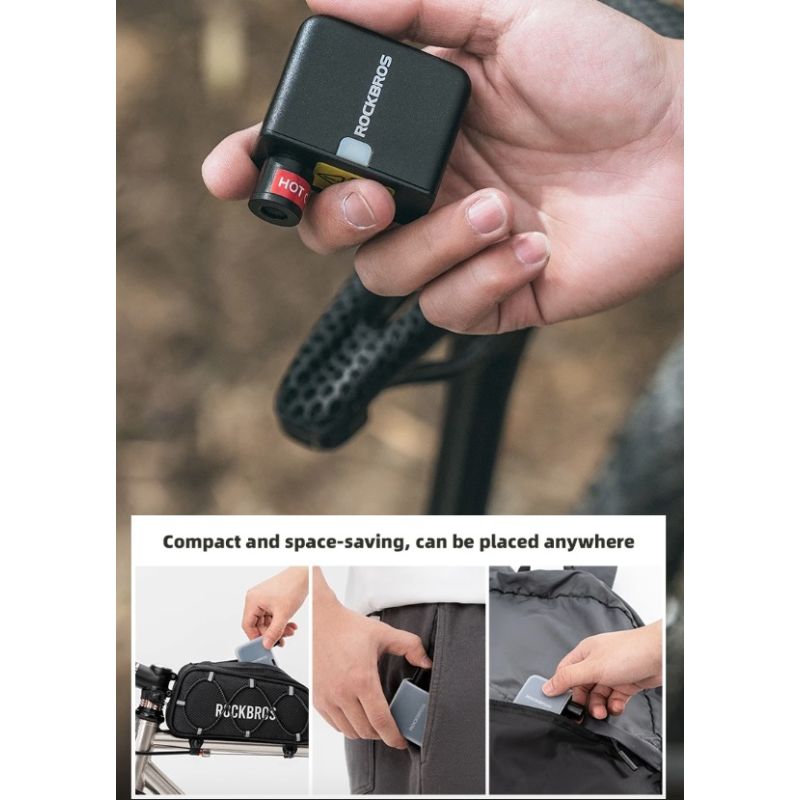 Mini pompka elektryczna ROCKBROS kompaktowy rozmiar wydajność pompki do rowera i opona motocyklowa 100PSI