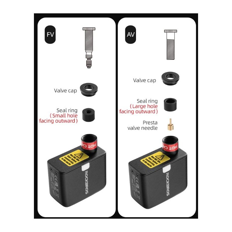 Mini pompka elektryczna ROCKBROS kompaktowy rozmiar wydajność pompki do rowera i opona motocyklowa 100PSI