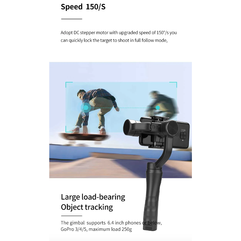 F6 3-osiowy ręczny gimbal stabilizator Telefon Anti Shake długi czas pracy tryby stabilizacji kamera akc