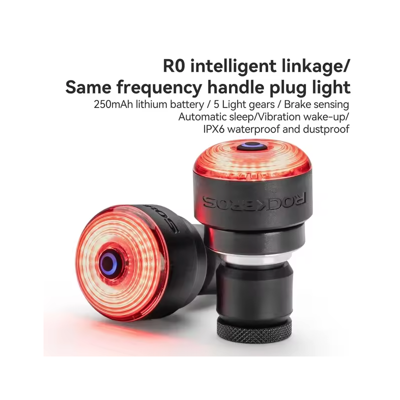 ROCKBROS R0 Tylna Lampka Rowerowa w Zaślepce Kierownicy. USB-C, MTB/Szosowa. Bezpieczeństwo!