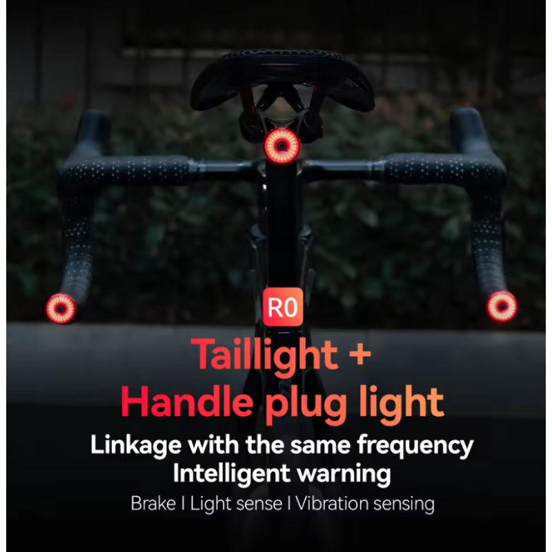 ROCKBROS R0 Tylna Lampka Rowerowa w Zaślepce Kierownicy. USB-C, MTB/Szosowa. Bezpieczeństwo!