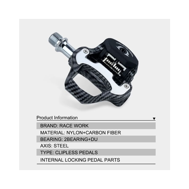 RACEWORK pedał do roweru szosowego ultralekki wzór z włókna węglowego profesjonalne pedały SPD Keo lekkie