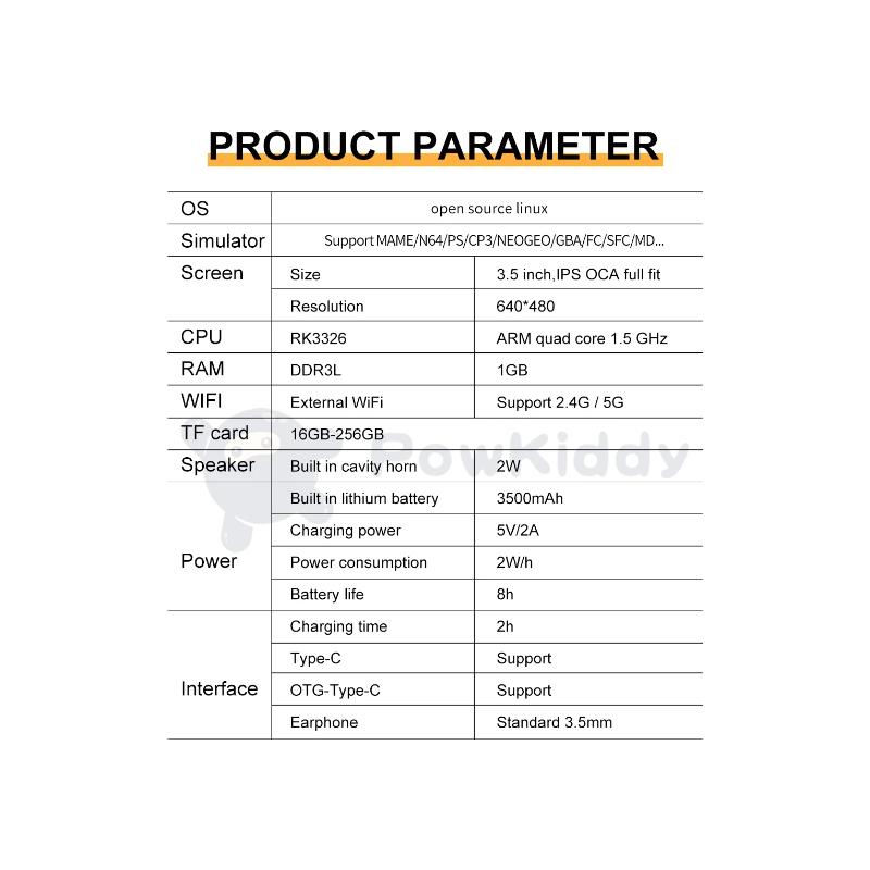 Przenośna Konsola do Gier POWKIDDY RGB20S Retro System 3.5-calowy ekran IPS dla miłośników nostalgicznych gier