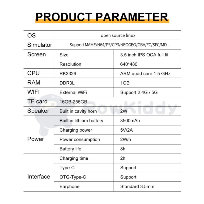 POWKIDDY RGB20S przenośna konsola do gier retro z ekranem 3,5 cala 4:3 IPS idealna dla dzieci i entuzjastów retro