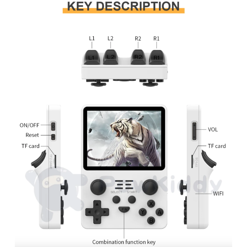 Przenośna Konsola do Gier POWKIDDY RGB20S Retro System 3.5-calowy ekran IPS dla miłośników nostalgicznych gier