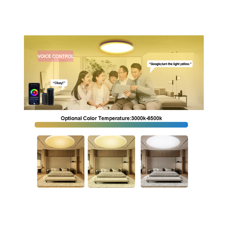 Inteligentna lampa sufitowa 24W Tuya Zigbee z RGBCW sterowanie głosowe Alexa idealna do salonu i nowoczesna dekoracja wnętrz