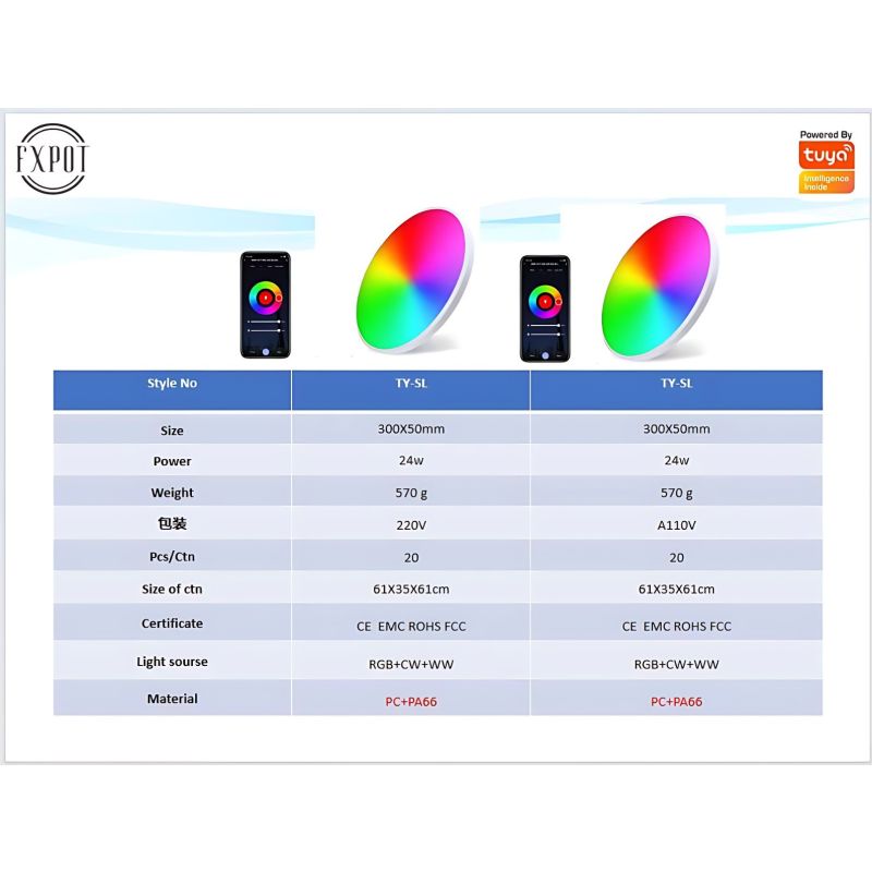 Inteligentna lampa sufitowa 24W Tuya Zigbee z RGBCW sterowanie głosowe Alexa idealna do salonu i nowoczesna dekoracja wnętrz