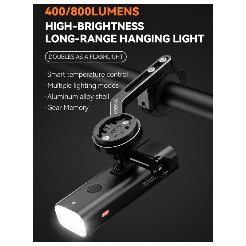 Lampka rowerowa ROCKBROS RHL-1000LUMEN oświetlenie rowerowe 1000 lumenów Type-C ładowanie reflektor LED