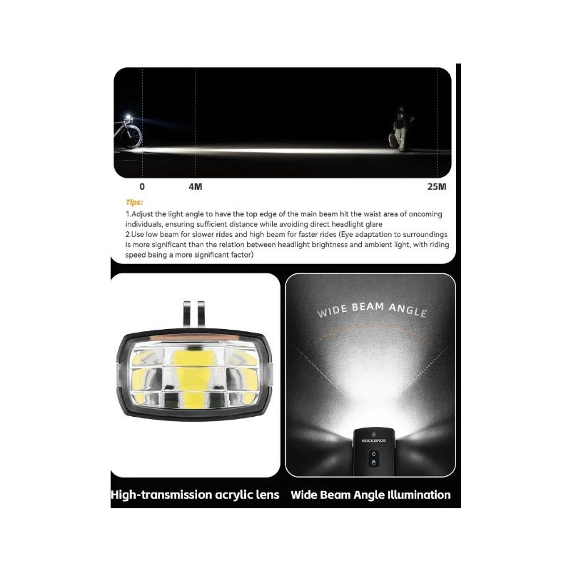 ROCKBROS RHL3000 latarka rowerowa 3000 lumenów wodoodporny 10000mAH do MTB i kolarstwa szosowego