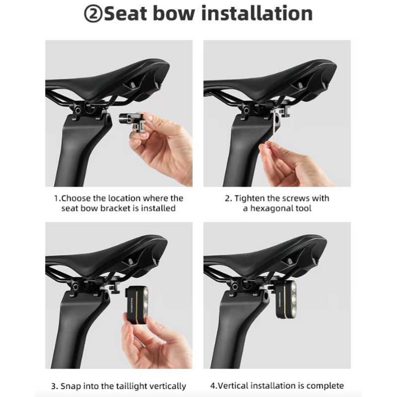 ROCKBROS Inteligentne Światło Tylne Rowerowe IP64, USB-C, czujnik hamowania, nocna jazda