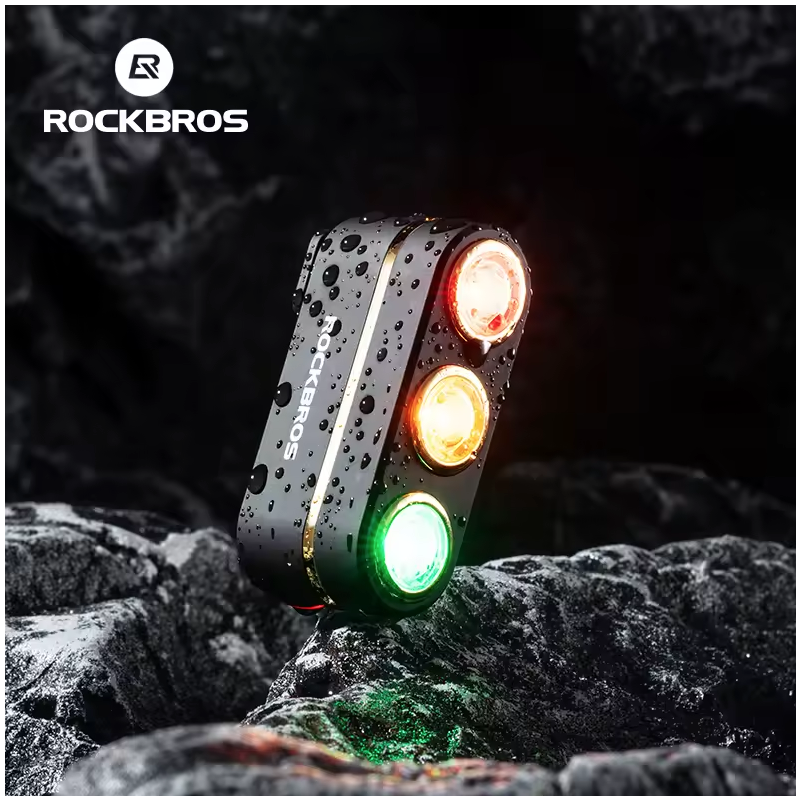 ROCKBROS Inteligentne Światło Tylne Rowerowe IP64, USB-C, czujnik hamowania, nocna jazda