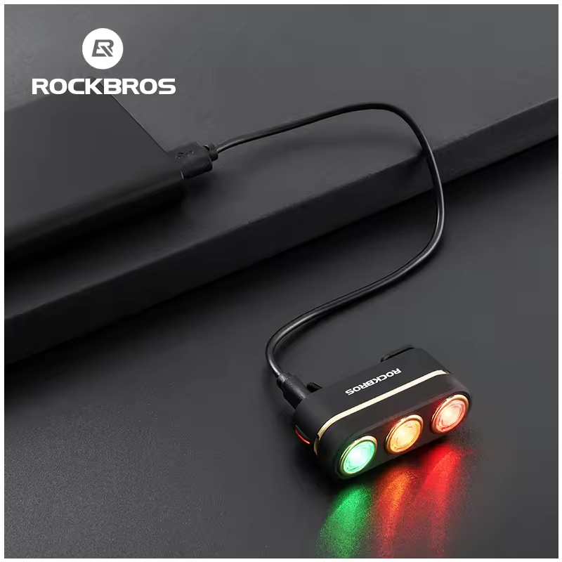 ROCKBROS Inteligentne Światło Tylne Rowerowe IP64, USB-C, czujnik hamowania, nocna jazda