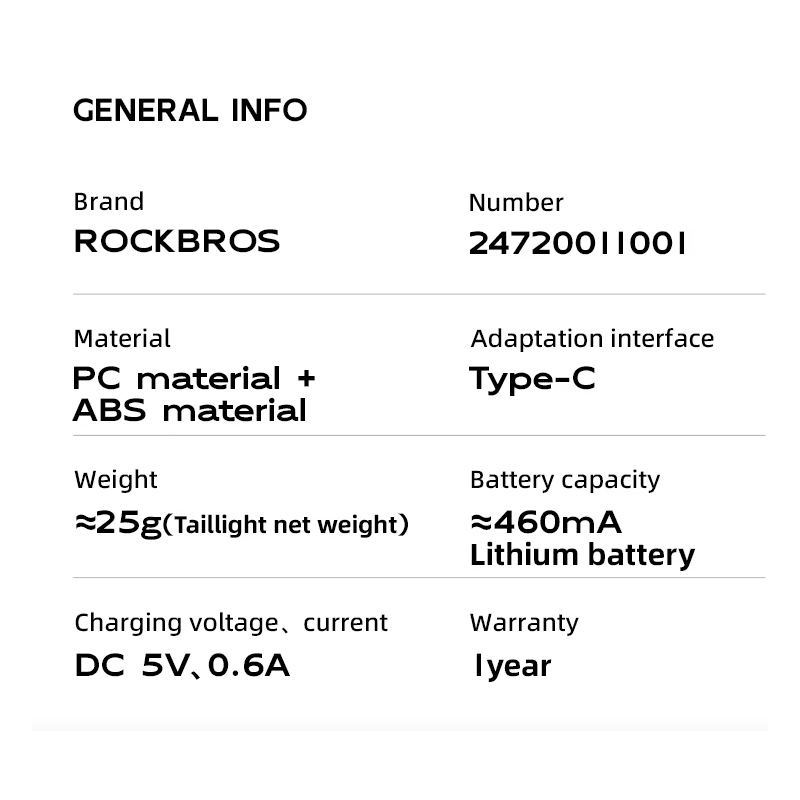 ROCKBROS Inteligentne Światło Tylne Rowerowe IP64, USB-C, czujnik hamowania, nocna jazda