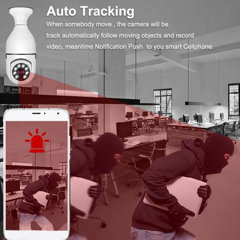 Inteligentna żarówka 5G WiFi E27 z kamerą monitorującą noktowizor dwukierunkowe audio automatyczne śledzenie