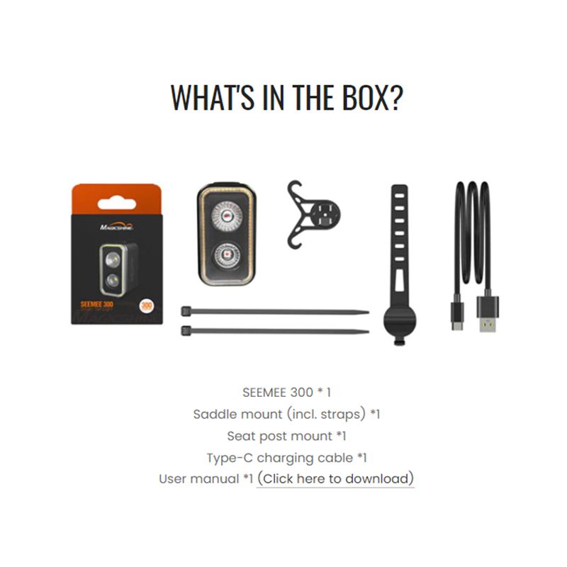 Magicshine SEEMEE300 Inteligentne światło tylne wielokierunkowe IPX6 300 lumenów widoczność i bezpieczeństwo 360°