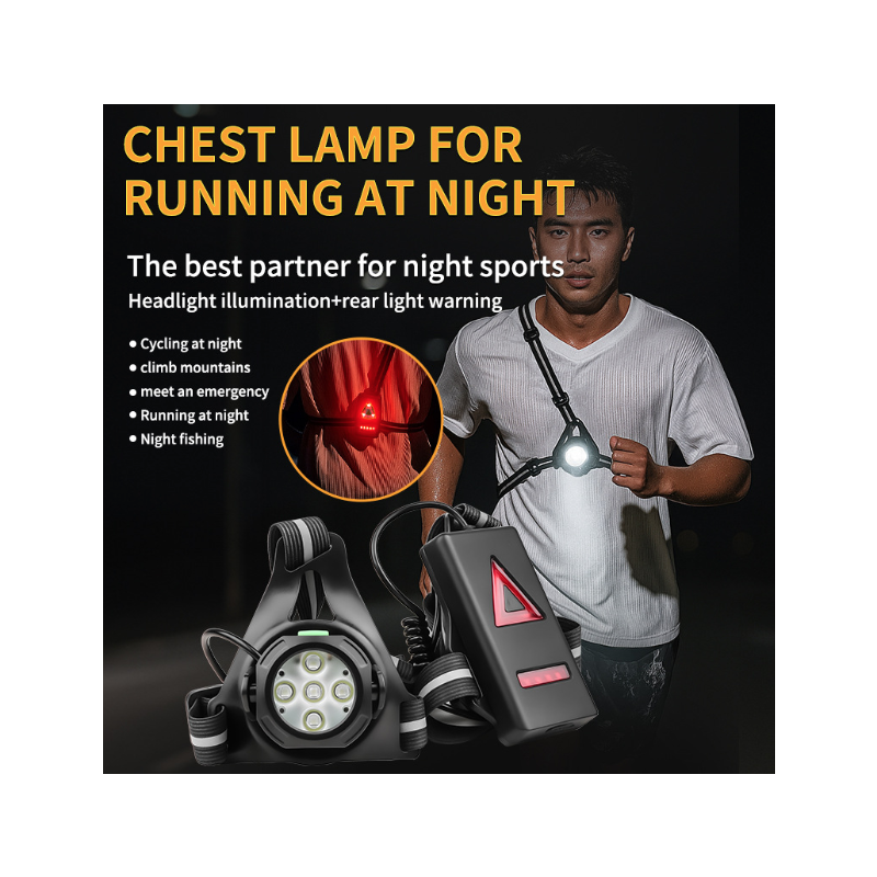 Bieganie Nocą: Ultrajasne Światła LED na Klatkę Piersiową, 500lm, 90°
Regulowany Kąt, Wodoodporne, Lampa Bezpieczeństwa dla Biegaczy.
