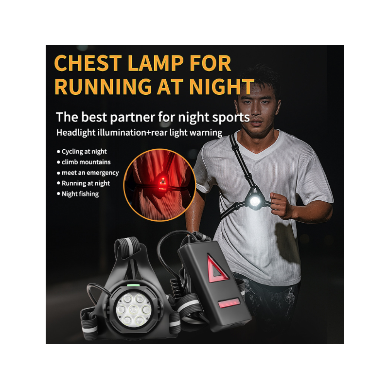 Bieganie Nocą: Ultrajasne Światła LED na Klatkę Piersiową, 500lm, 90°
Regulowany Kąt, Wodoodporne, Lampa Bezpieczeństwa dla Biegaczy.