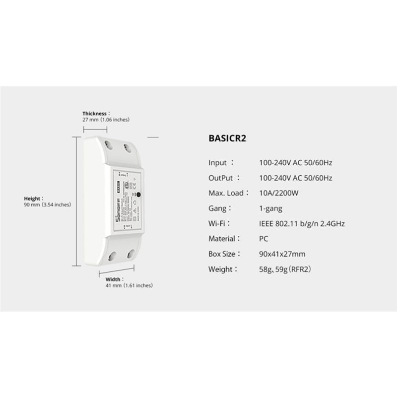 SONOFF Basic R2 moduł przełączający Wi-Fi Alexa Asystent Google DIY włącznik światła aplikacja eWeLink