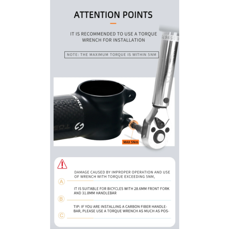 TOSEEK Wspornik Kierownicy MTB z Regulowanym Kątem Lekki Aluminium i Włókno Węglowe 28.6mm 31.8mm Czarny Mat