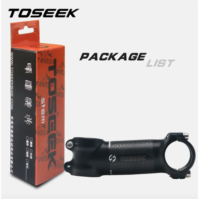 TOSEEK Wspornik Kierownicy MTB z Regulowanym Kątem Lekki Aluminium i Włókno Węglowe 28.6mm 31.8mm Czarny Mat