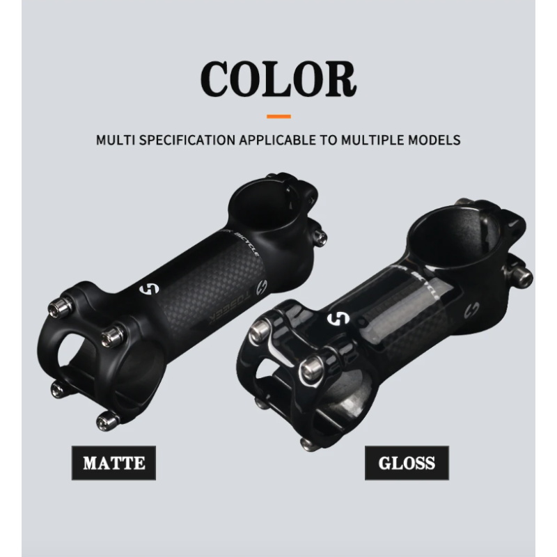 TOSEEK Wspornik Kierownicy MTB z Regulowanym Kątem Lekki Aluminium i Włókno Węglowe 28.6mm 31.8mm Czarny Mat